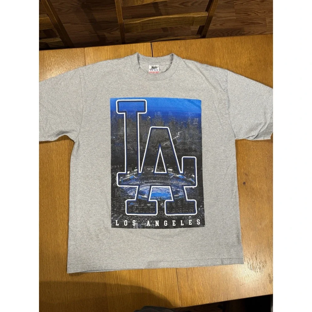 Los Angeles LA‎ Graphic T-Shirt Mens 2XL Pro Team Super Heavyweight Gray Y2K